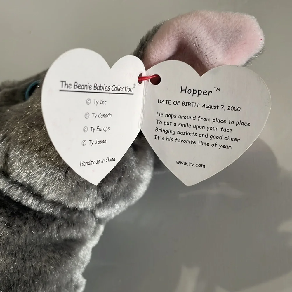 Ty Beanie Baby * Hopper the Bunny Rabbit * Date of Birth: August 7, 2000‎ *